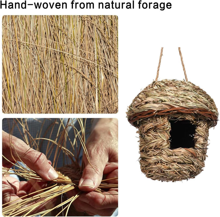 2 Stück Nistkästen, Vogelnest, Handgewebte Vogelhäuser, Vogelhäus zum Aufhängen, Gras Bird Nest für