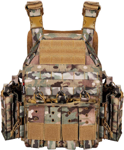 YAKEDA Taktische Militärweste Schnellverschluss Airsoft Weste Verstellbar für Erwachsene CP, CP