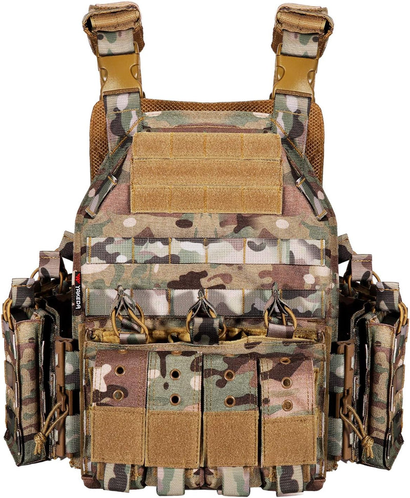 YAKEDA Taktische Militärweste Schnellverschluss Airsoft Weste Verstellbar für Erwachsene CP, CP