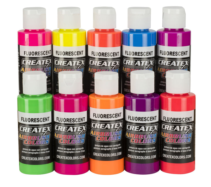 Createx Colors Airbrush-Set, 60 ml 10 - Farben, fluoreszierend, Set, 10 - Farben, fluoreszierend, Se