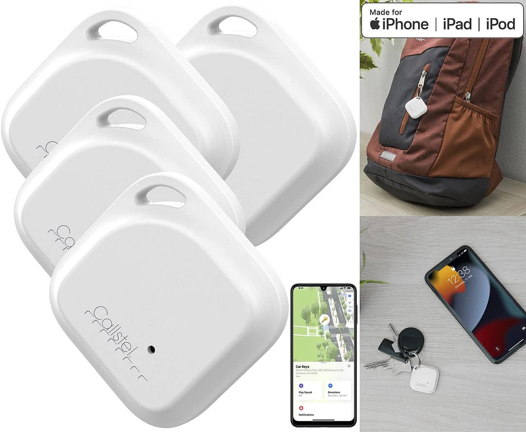 Callstel Keyfinder: 4er-Set Schlüssel- & Gegenstandsfinder, Apple-AirTag-kompatibel, MFi (Ortungstra