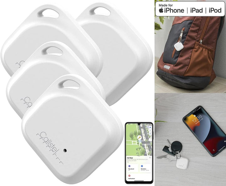 Callstel Keyfinder: 4er-Set Schlüssel- & Gegenstandsfinder, Apple-AirTag-kompatibel, MFi (Ortungstra
