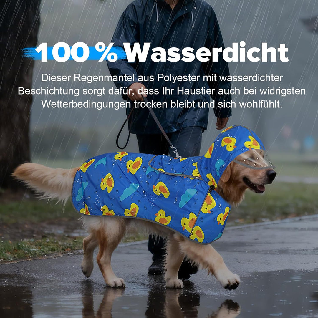 Weesiber Hunderegenmantel, Einstellbare Regenmantel Hund, Wasserdichter Regenjacke Hund mit Entenmus