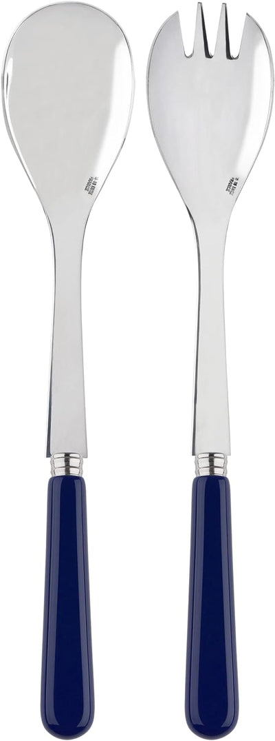 SABRE PARIS - Salatbesteck, 2-teilig 26 cm - Pop - Edelstahl & Acryl - Spülmaschinenfest - Marinebla