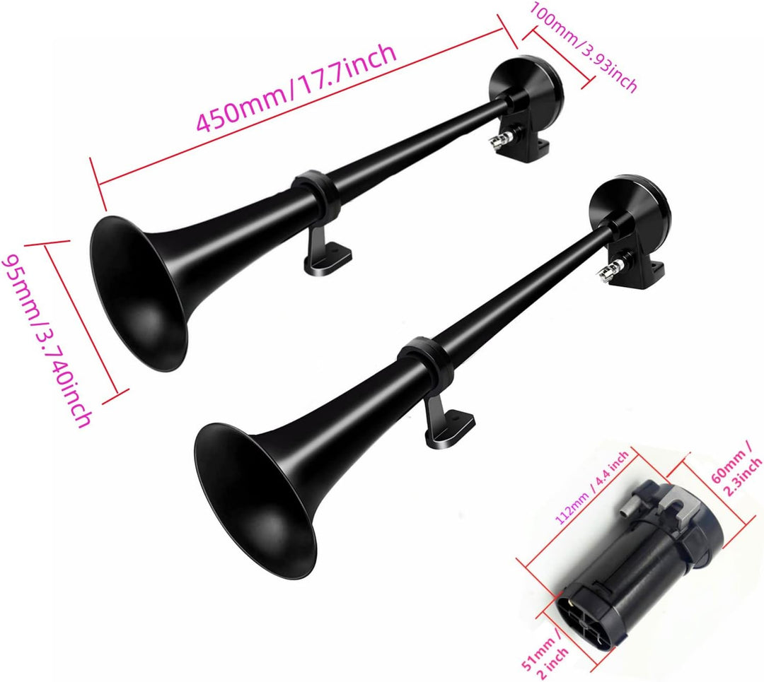 YIYIDA Autohupe Schiffshupe Air Horn 12V Hoher und niedriger Ton Doppelrohr Zink Chrom elektrische H