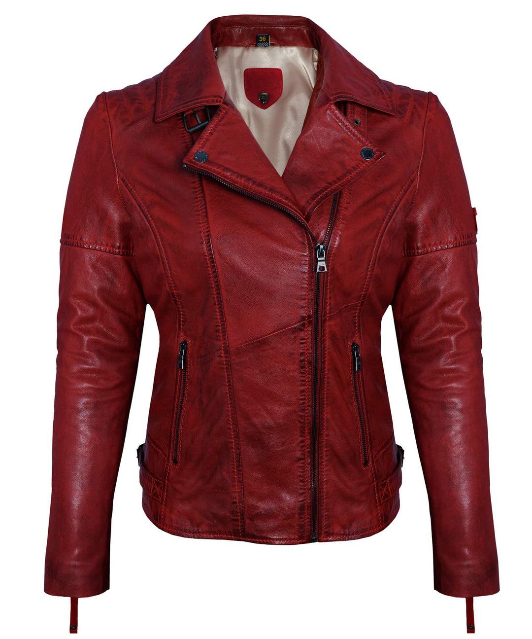 Blueorn Heeda Damen Lederjacke Übergangsjacke aus feinstem Lammnappa Leder - Modernen Bikerjacke Ech