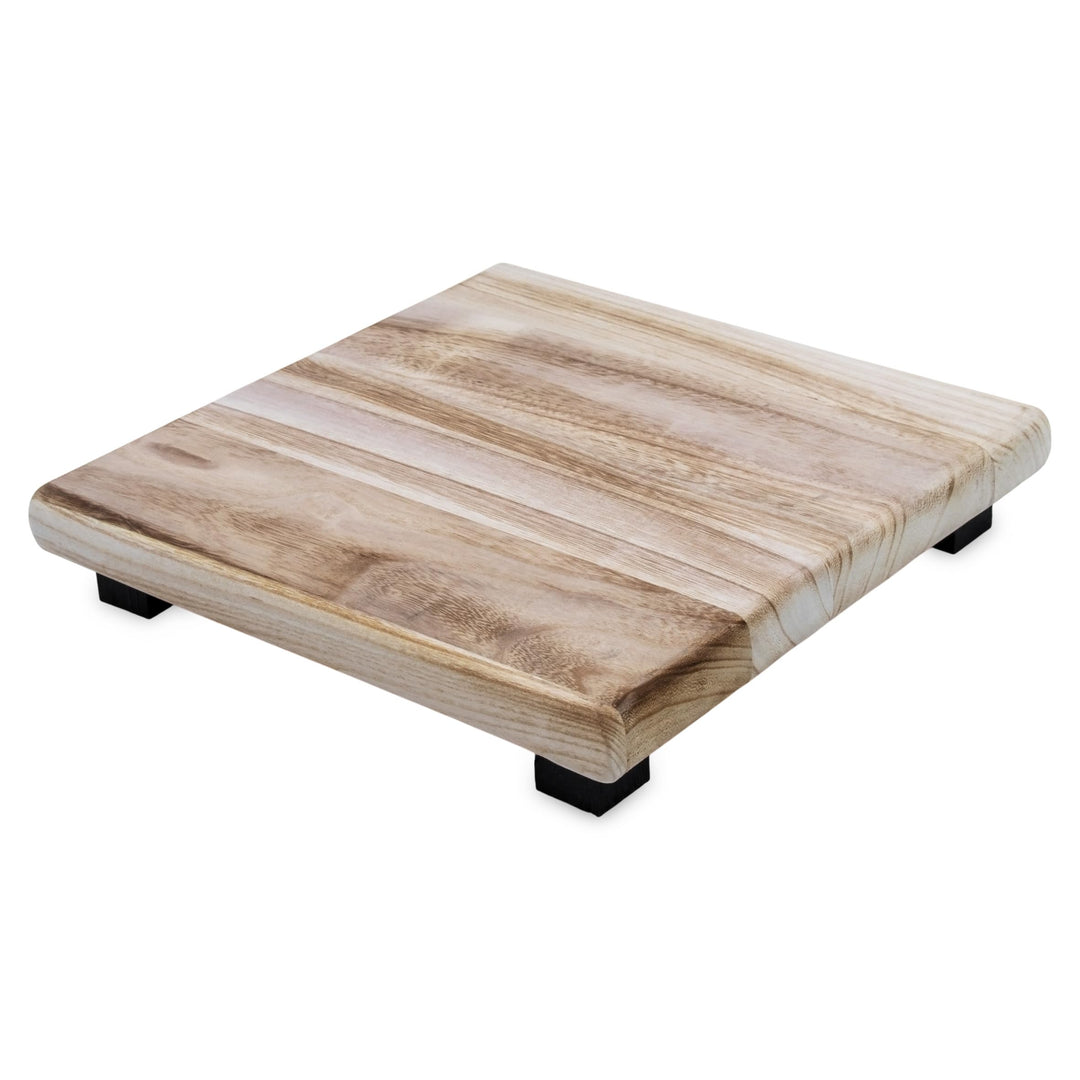 Spetebo Holz Blumenhocker natur eckig - 30 x 30 cm - Pflanzenhocker mit 4 Füssen in schwarz - Echtho