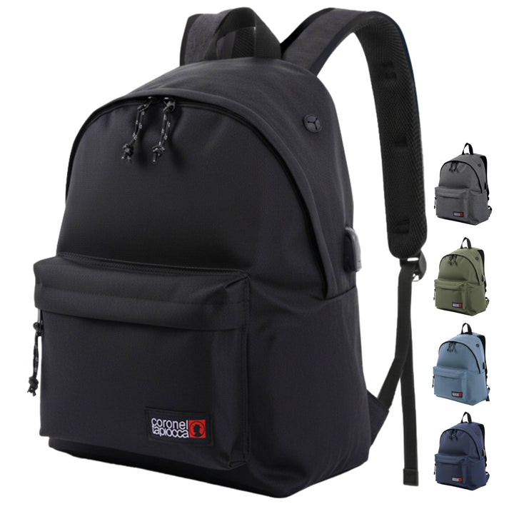 Coronel Tapiocca Herren Rucksack Urban Laptop Backpack 31x40x13 Schwarz, Schwarz