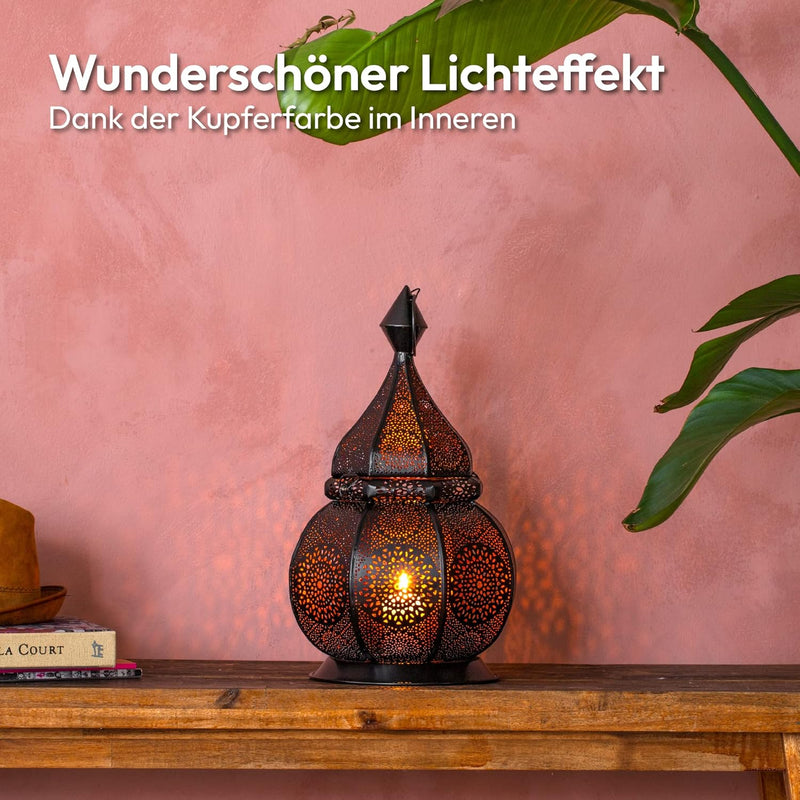 Gadgy Orientalische Lampe Metall | Marokkanisches Windlicht mit Schatteneffekt | Orientalische Deko