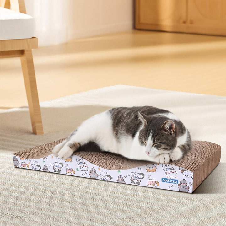 Nobleza 4 Stücke Katzen kratzbrett mit Minze, Wellpappe Kratzmatten, Recycelbar Qualitäts-Pappe Krat