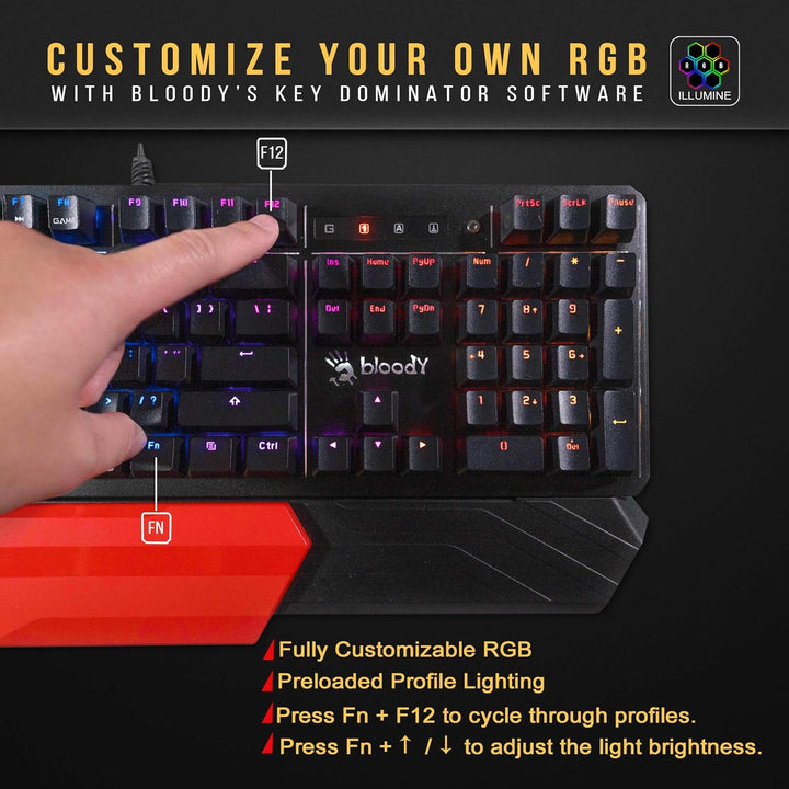 Bloody B975 Gaming-Tastatur: Linearer optischer Schalter – Licht und sofortiges Feedback, schnellste