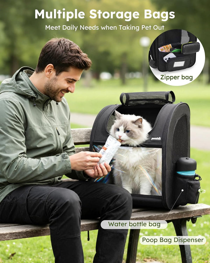 pecute Hunderucksack XL, Erweiterbar Faltbar, Katzenrucksack Grosse Katzen mit Anti-offener Reissver