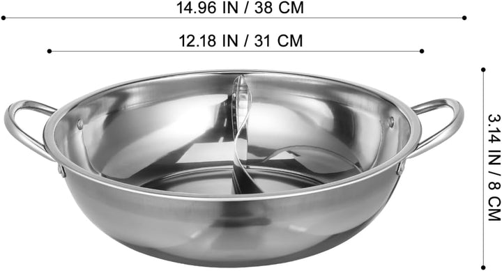 STOBAZA Hot Pot Mit Trennwand Edelstahl 32Cm Doppelseitiger Suppentopf Für Induktionsherd Und Gas Le