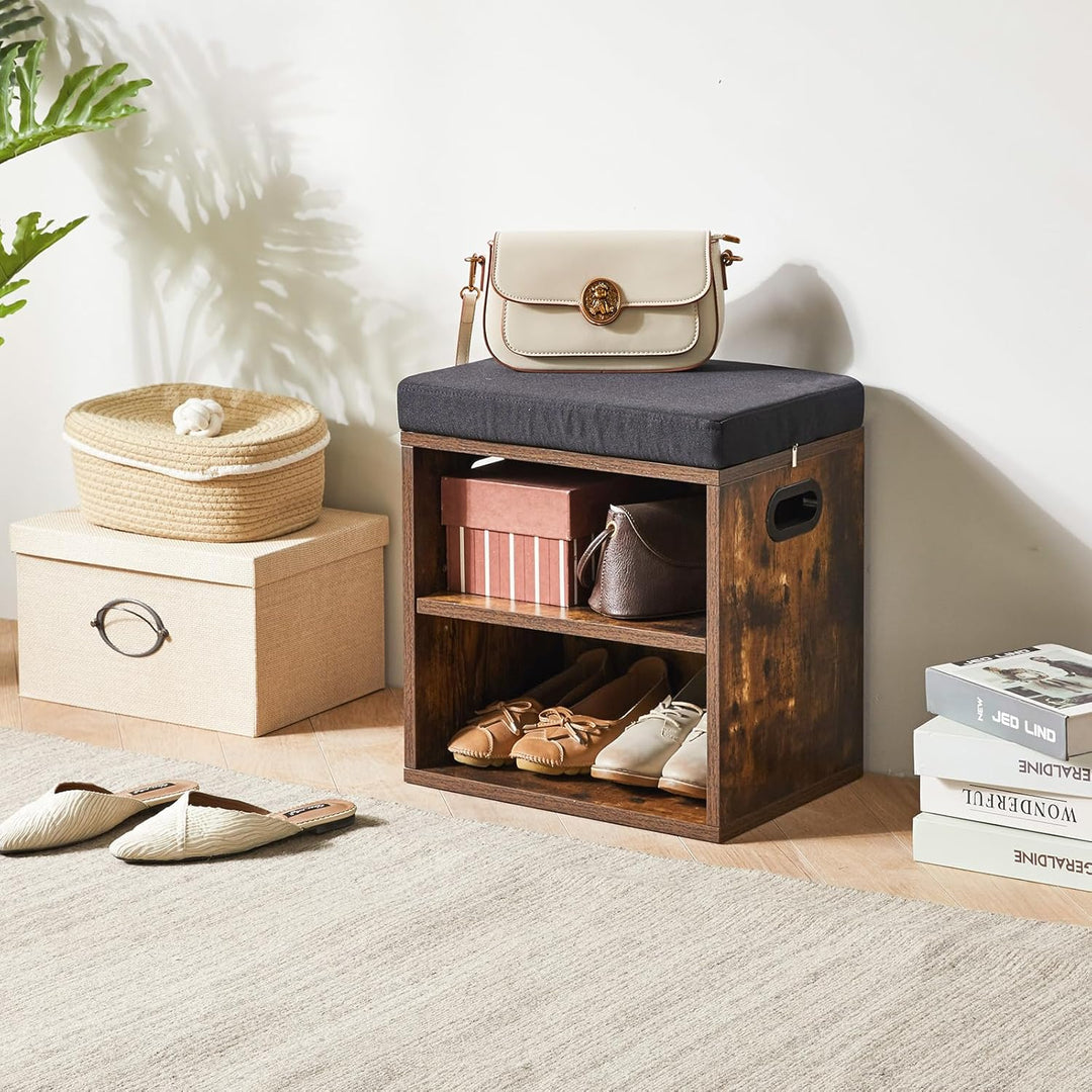 YMYNY Schuh Aufbewahrungsbank mit Sitzkissen, 2-Tier Schuh Rack mit gepolstertem Sitz, justierbarer
