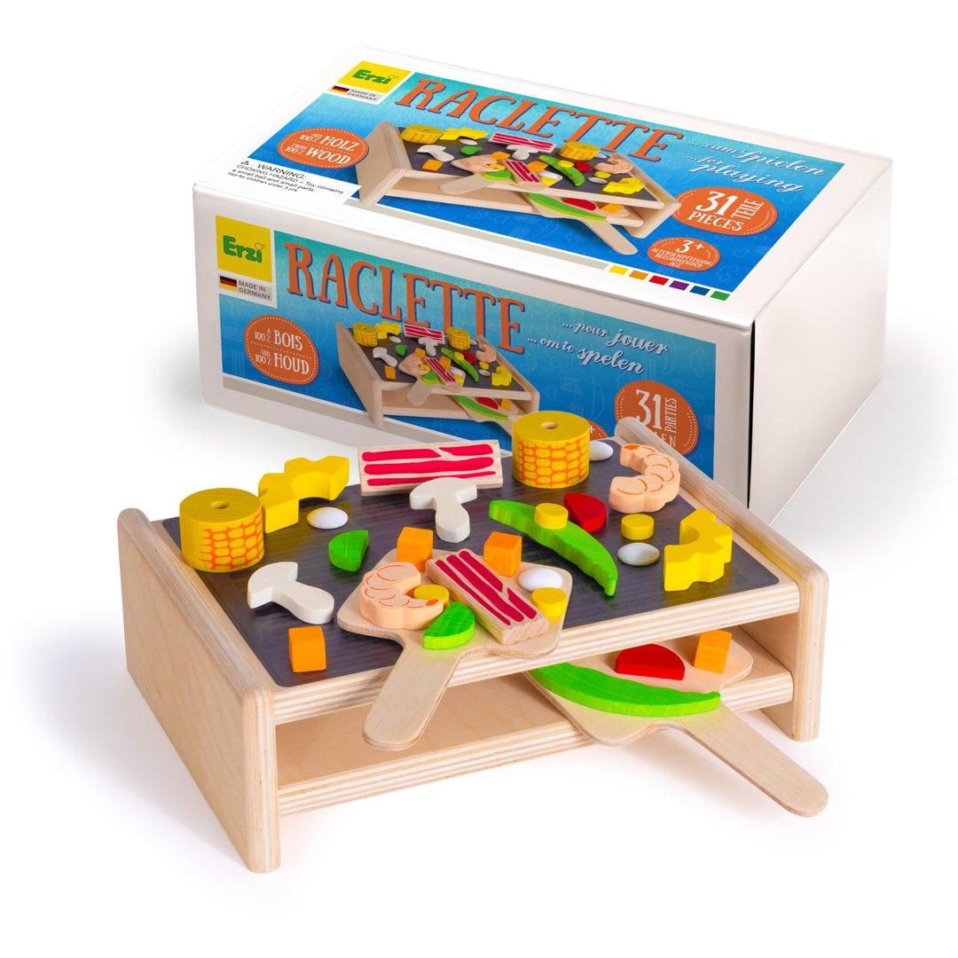 Erzi 10685 Raclette aus Holz, Kinderküche, Kaufladenartikel für Kinder, Rollenspiele