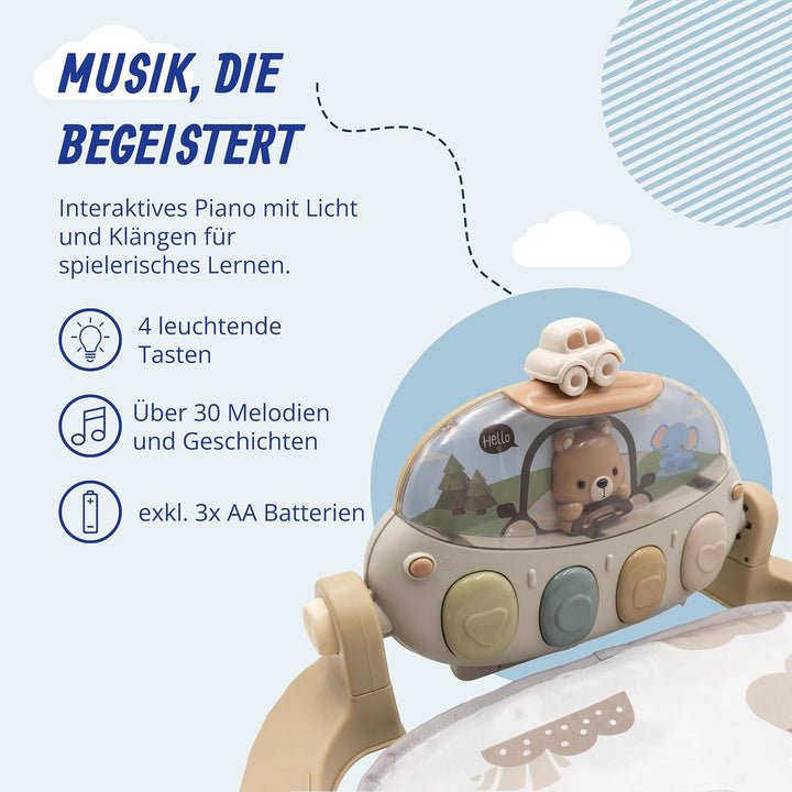 Relaxdays Spielbogen, mit Spielzeug, Musik &amp; Licht, HxBxT: 42 x 64 x 80 cm, Stoff, Baby Gym, Krabbel