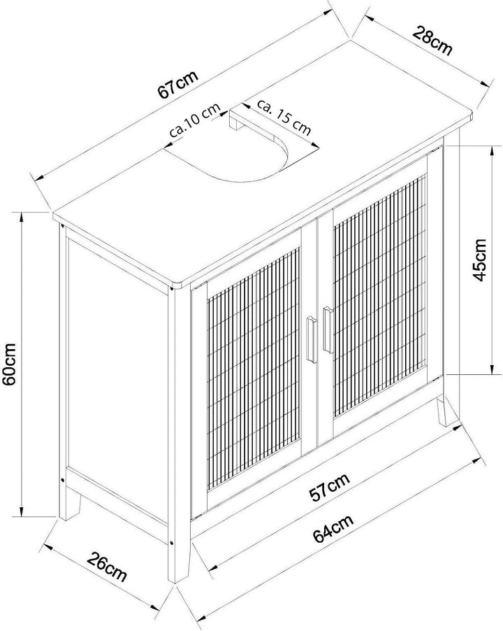 EISL BMBA02-WTU Bambus Waschbecken Unterschrank Waschbeckenunterschrank, Waschbeckenunterschrank