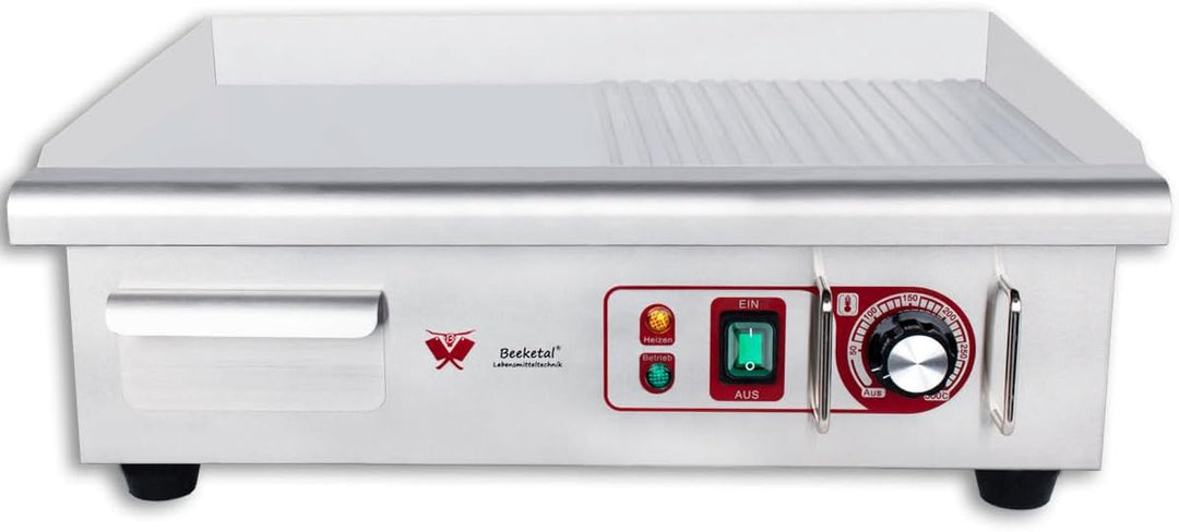 Beeketal 'BGP-IV' Profi Gastro Gusseisen Grillplatte elektrisch mit 55 x 36,5 cm Grillfläche (glatt