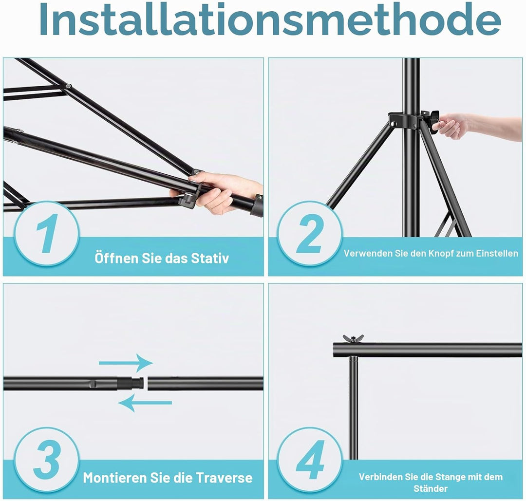 EMART 2,8x3m Hintergrundsystem stabiles Hintergrund Ständer belastbar bis 13,6kg mit 2 Klemmen, Back
