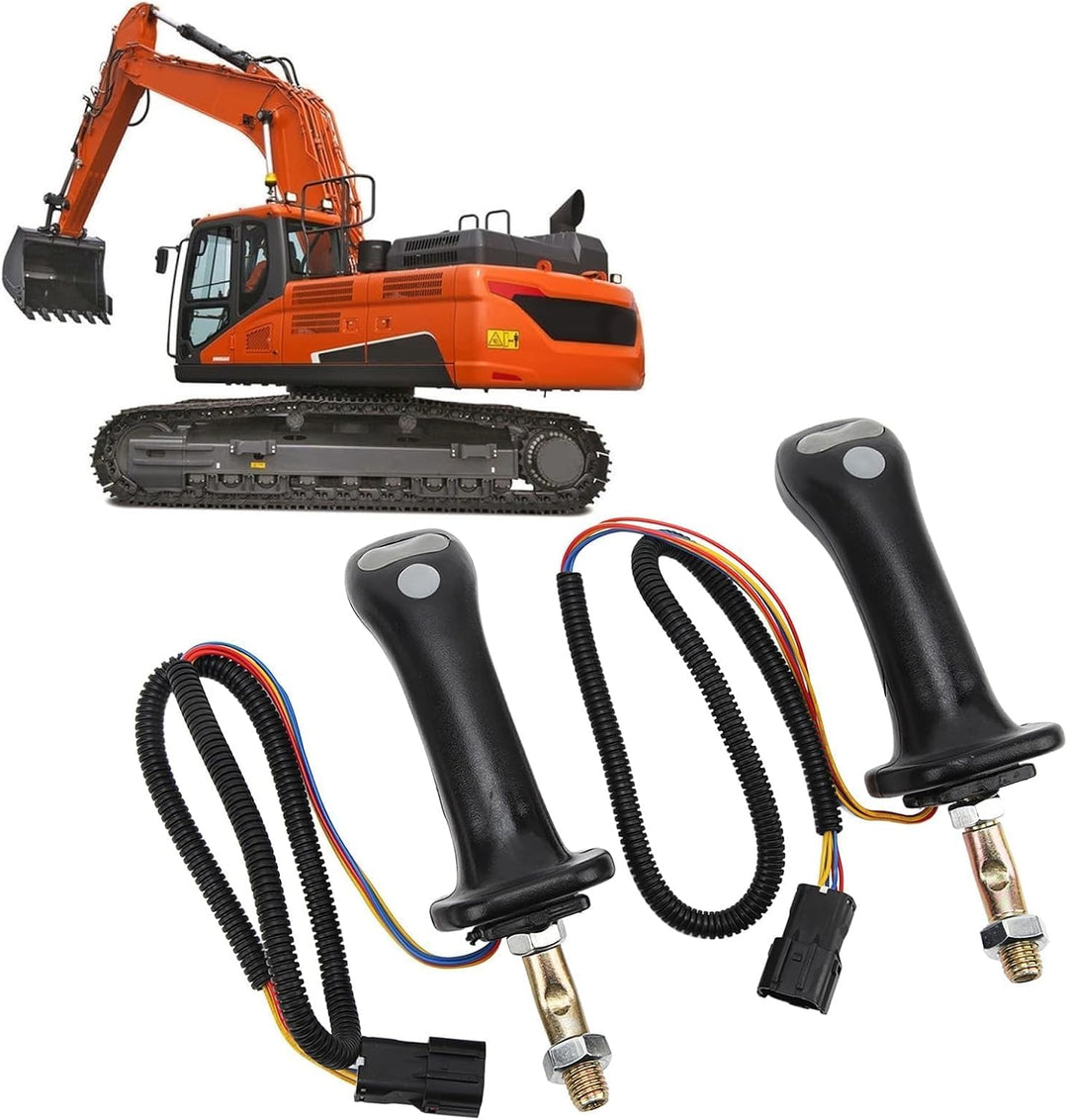3-Tasten-Bagger-Joystick-Griffe, 2 Stück, Schwarz, 6-polig, ABS-Aluminiumlegierung, Verschleissfest,