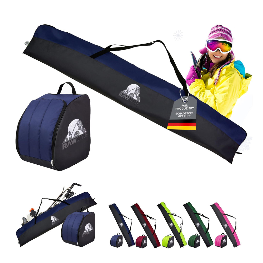 Rawstyle Skitasche Ski-Schuh-Tasche Set SKI-Tasche 160cm oder 180cm wasserdicht Ski Bag Ski Cover Wi