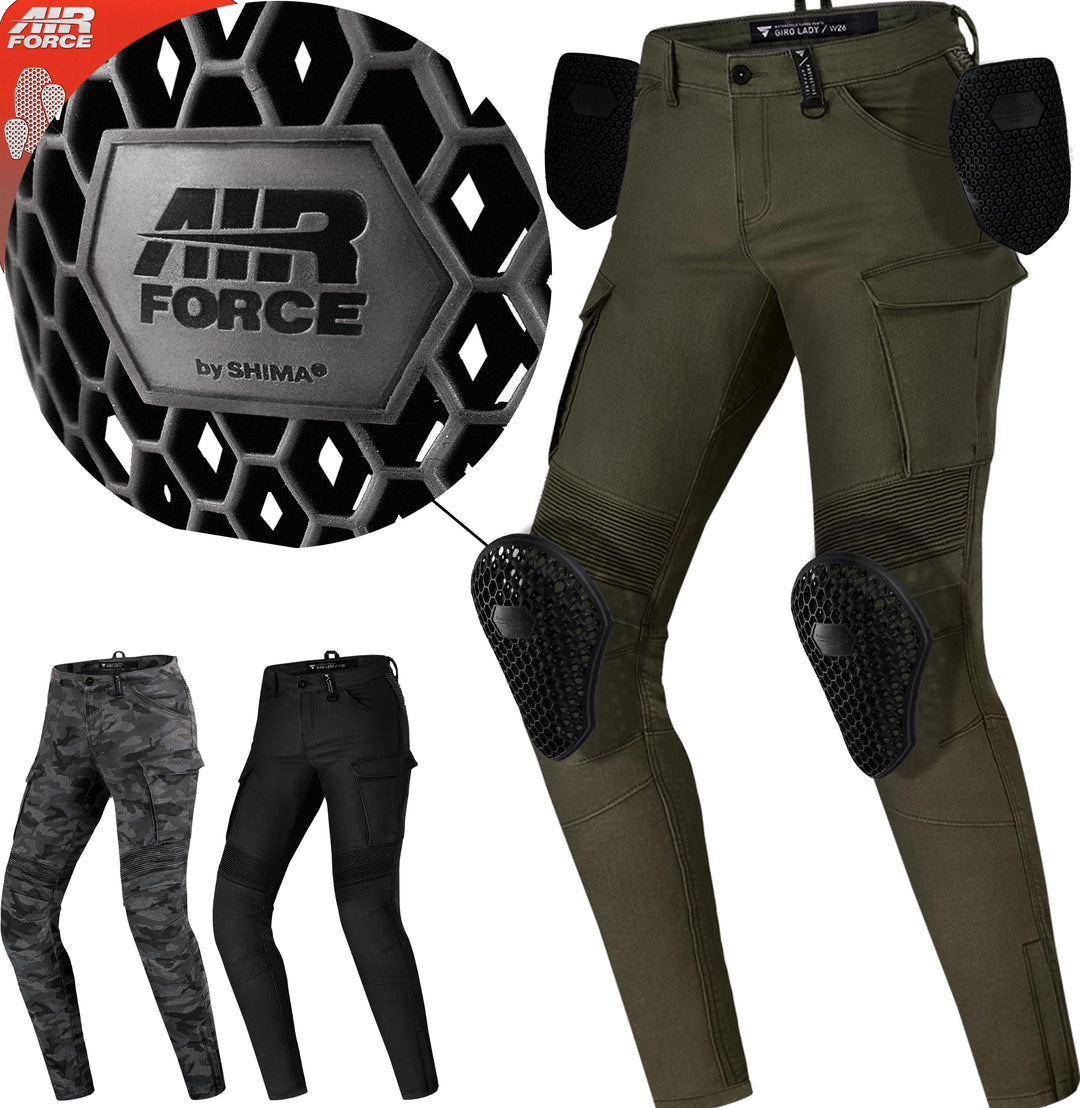 SHIMA GIRO 2.0 LADY Motorradhose Damen - Elastische, Slim Fit, Cargo Biker Hose Damen mit DuraQL Sch