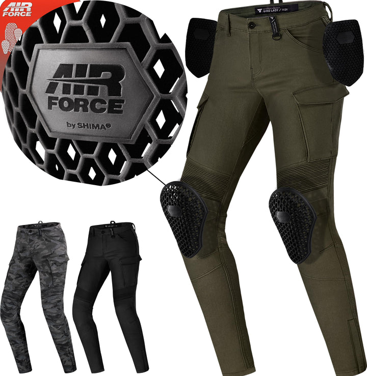 SHIMA GIRO 2.0 LADY Motorradhose Damen - Elastische, Slim Fit, Cargo Biker Hose Damen mit DuraQL Sch