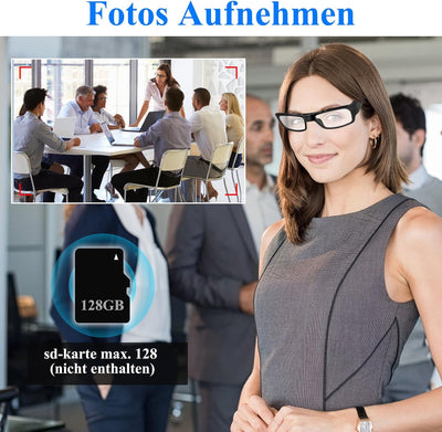 LXMIMI Kamera Brille, Brille Mini Kamera 1080P Sport Brille Kamera, Mini Action Kamera Unterstützung