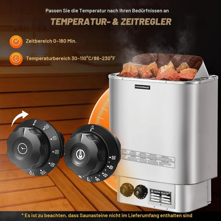 Mxmoonant 6KW Saunaofen, Elektroherd für Sauna, Einstellbare Zeit und Temperatur, für Home, Hotel, S