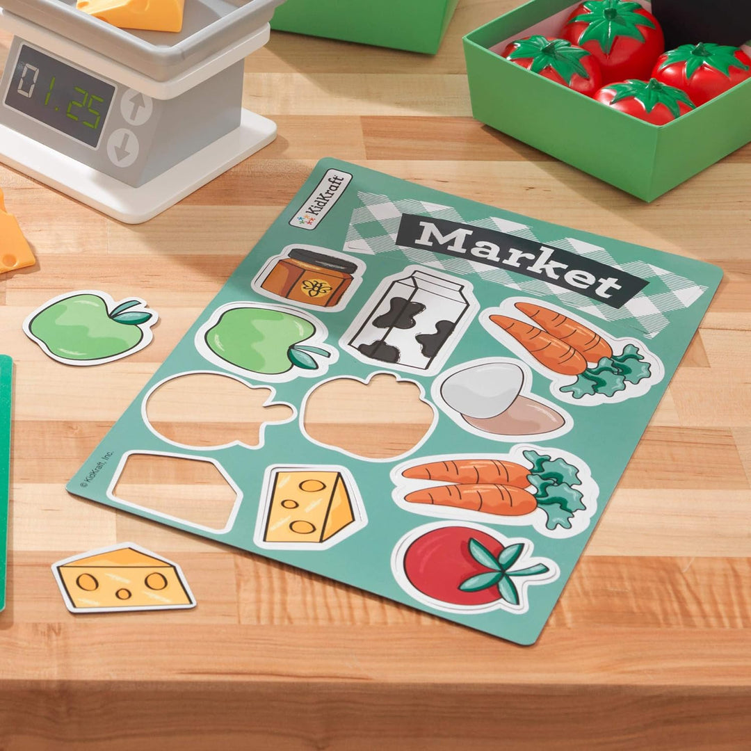 KidKraft Spielzeug-Lebensmittel Bauernmarkt für die Kinderküche, Spielset mit 34 Teile, Spielküche Z