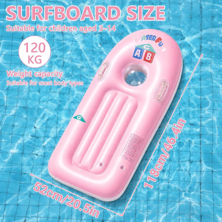 Schwimmbrett Bodyboard Aufblasbar, Surfbrett Bodyboard mit Griffen, Schwimmhilfe Aufblasbar Kinder,