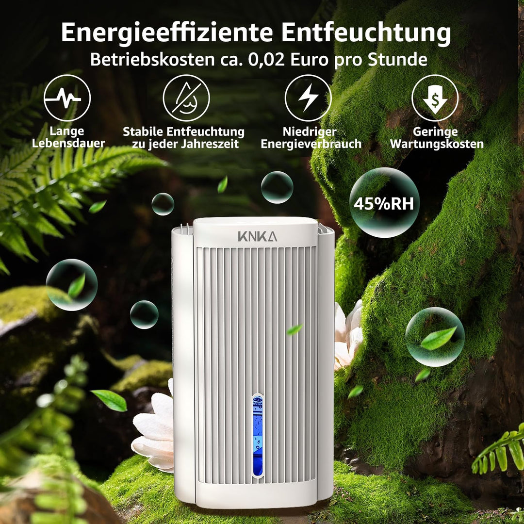 KNKA Luftentfeuchter, Luftentfeuchter Elektrisch, 1,1 l, Raumentfeuchter unter 28dB für 30m² Wohnung