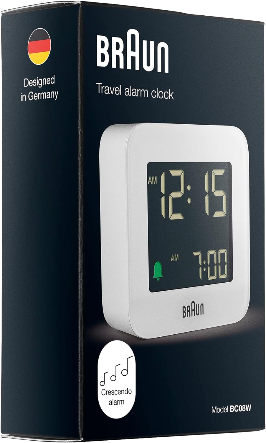 Braun Digitaler Reisewecker mit Snooze-Funktion, kompakte Grösse, Negatives LCD-Display, Schnelleins