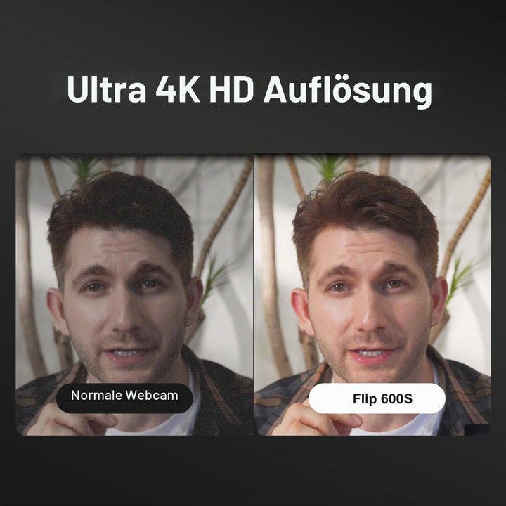 JOYUSING Flip600S 4K PC-Webcam - Ultra 4K HD, PDAF Autofokus, Mikrofone mit Geräuschunterdrückung, F