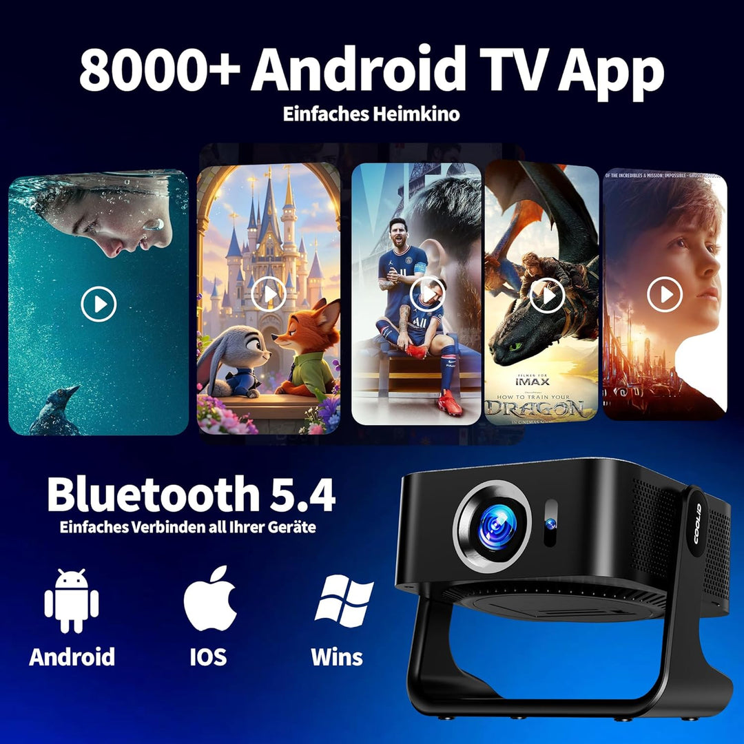 Beamer Kompatibel mit Netflix 2026 Neuer 4K Projektor mit 5G WiFi 6 und Bluetooth 5.4 Tragbarer Beam
