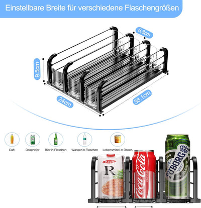 ZIJIN Dosen Organizer, Kühlschrank Organizer Dosen, 3 Reihen 38cm Getränke Getränkeorganisation Auto