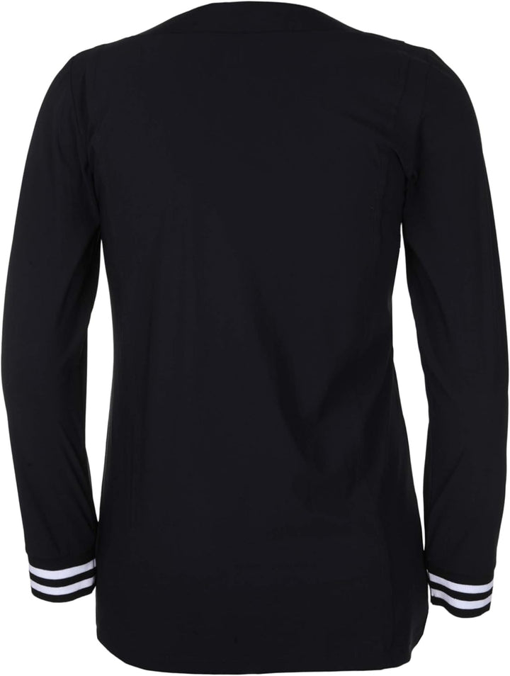 Doris Streich Damen Jacke mit Wording-Zipper Dekorative Nähte