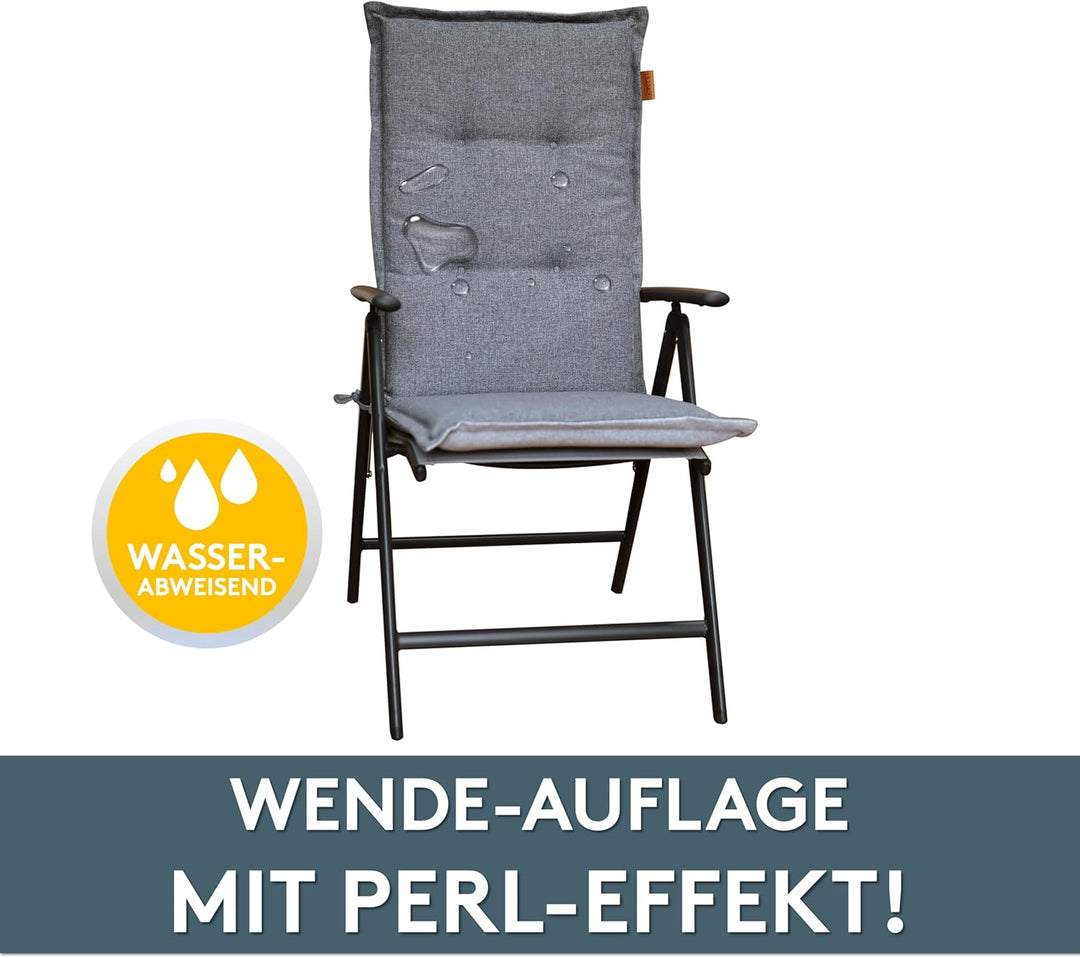 LILENO HOME Gartenstuhl Auflagen [2er Set - Hochlehner] in Grau - Bequeme Liegen als Sitzauflagen fü