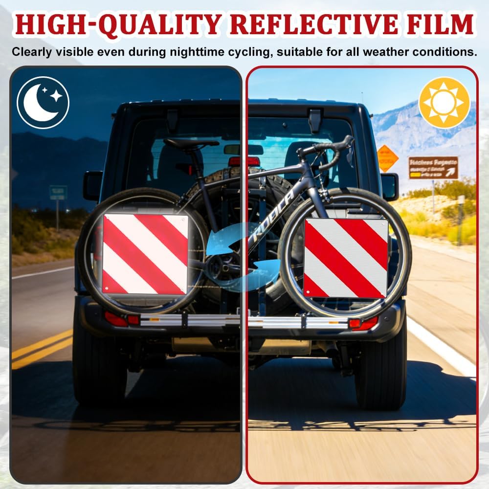 2 in1 Aluminium Warning Sign for Italy/Spain, 50X50cm Warning Sign Italy and Spain with 4 Tie Down S