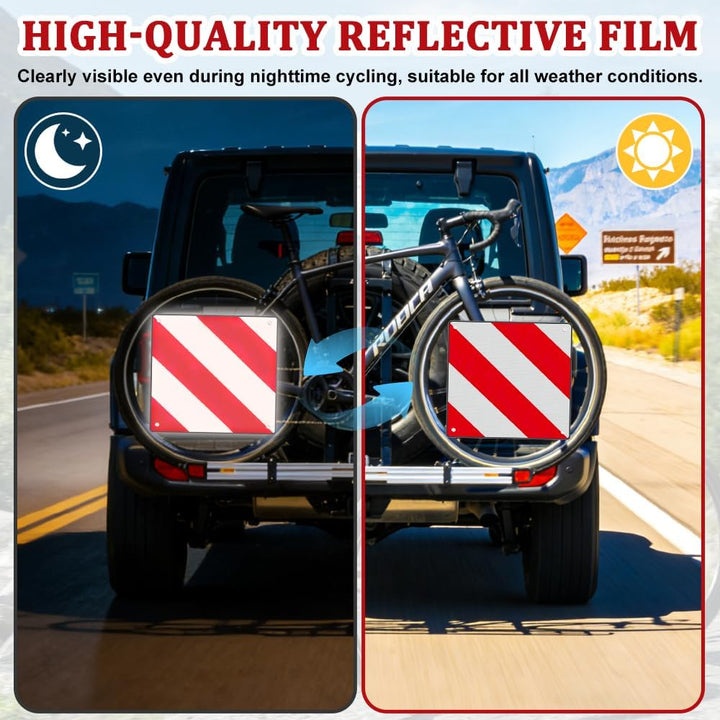 2 in1 Aluminium Warning Sign for Italy/Spain, 50X50cm Warning Sign Italy and Spain with 4 Tie Down S