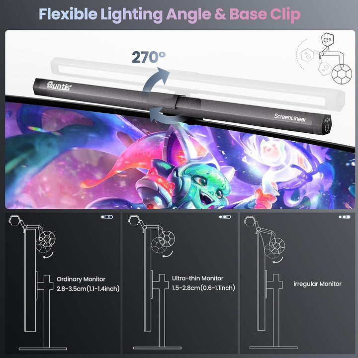 Quntis Computer Monitor Lampe mit Gaming Deko RGB Hintergrundbeleuchtung, Monitor Light Bar mit Touc