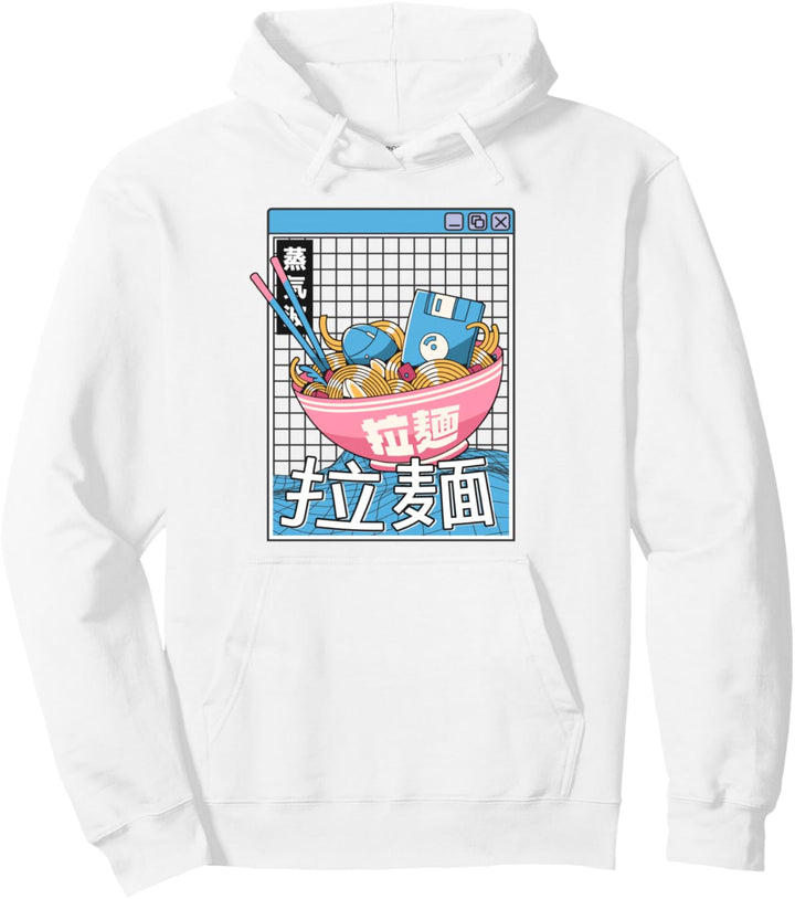 Digitale Ramen Schale im japanischen Stil, pastellfarben Otaku Anime Vaporwave Pullover Hoodie