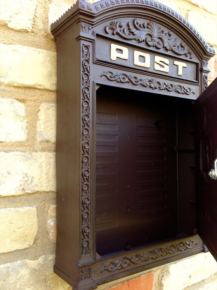 Antikas - Briefkasten London braun aus Alu wie historisch englischer Wandbriefkasten