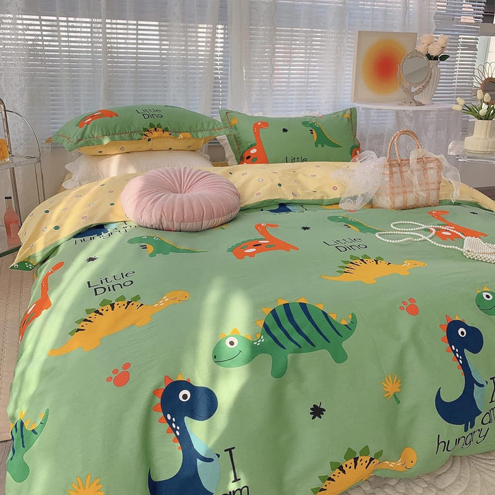 GETIYA Dino Bettwäsche 135x200 Jungen Kinder Bettwäsche Dinosaurier 100% Baumwolle Bettbezug Dino Mu