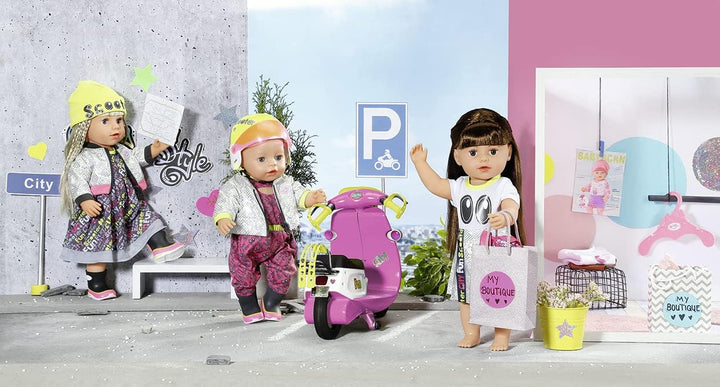BABY born City Deluxe Scooter Combo, Puppenoutfit mit Einteiler, Jacke und Stiefeln, 830215 Zapf Cre