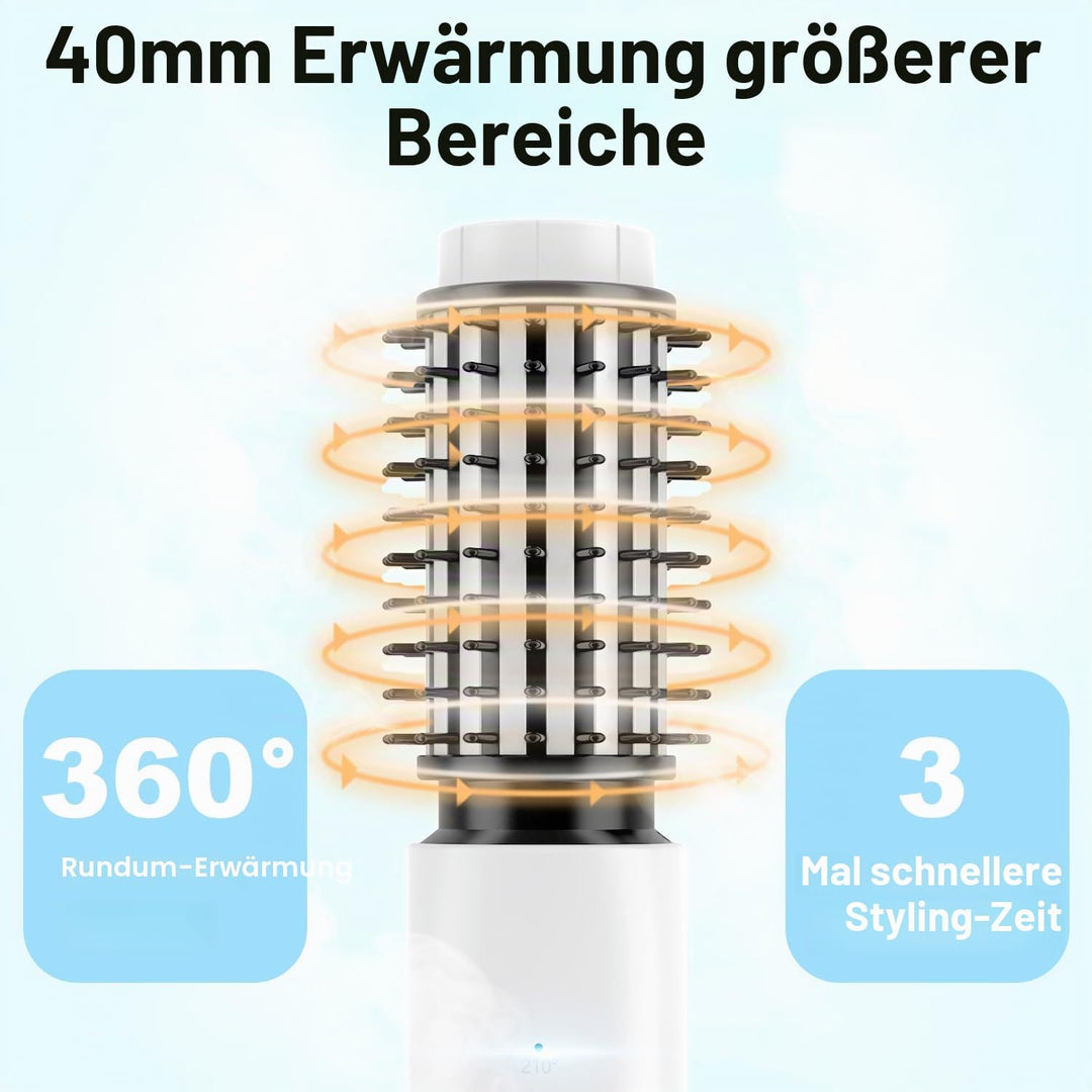 Dricar Kabellose Lockenstabbürste, Tragbare Reise Lockenstäbe Grosse Locken, 40mm Thermobürste Rundb