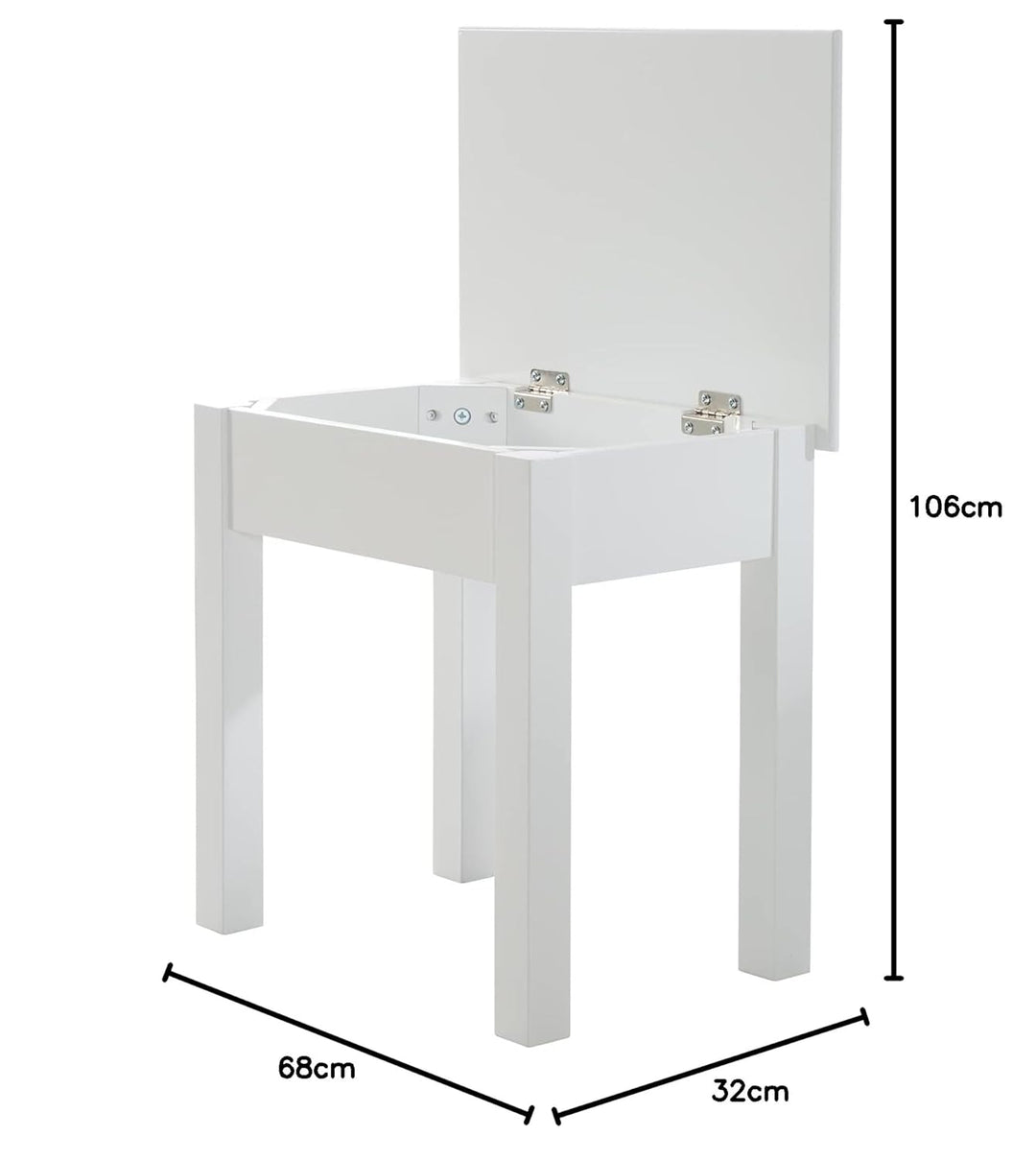 roba Schminktisch für Kinder - Frisiertisch aus Holz inkl. Hocker - Kosmetiktisch mit Spiegel & Schu