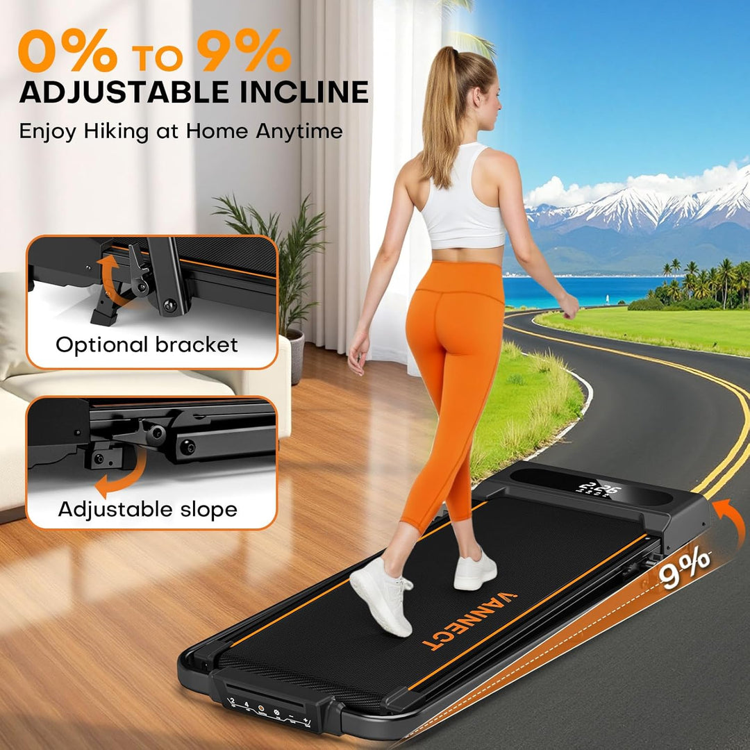 Laufband für Zuhause, VANNECT Walking Pad, 1-12 km/h Klappbares Laufband mit 9% Steigung, Ultra-Leis