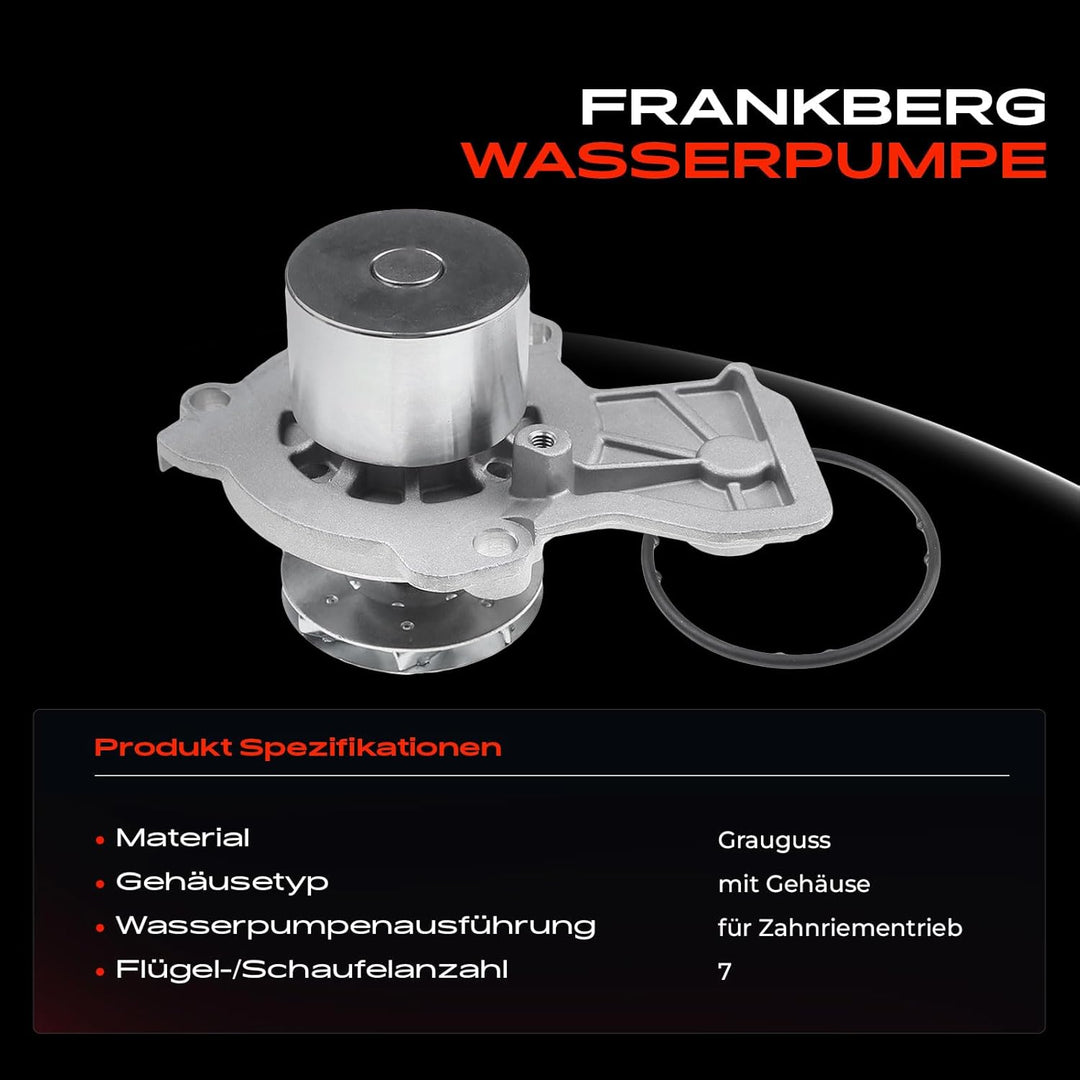 Frankberg Wasserpumpe Kompatibel mit A1 8X1 8XK 8XA 8XF 1.4L 2014-2018 Ibiza IV 6J5 6P1 6J1 6J8 6P8