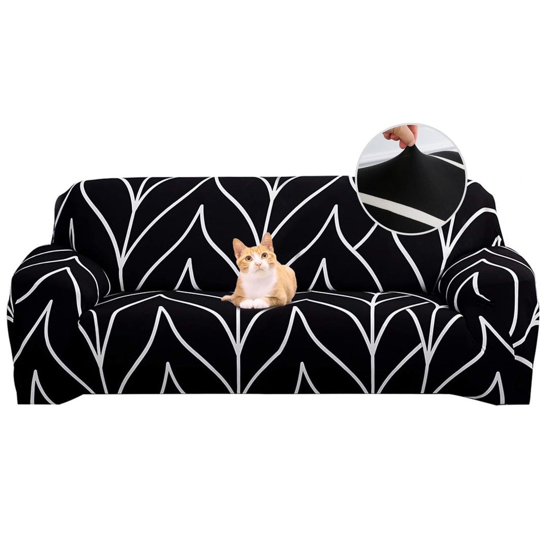 Jaotto Sofabezug 4 Sitzer Elastischer Stretch Spandex Sofa Überwürfe Sofahusse Antirutsch Waschbar S